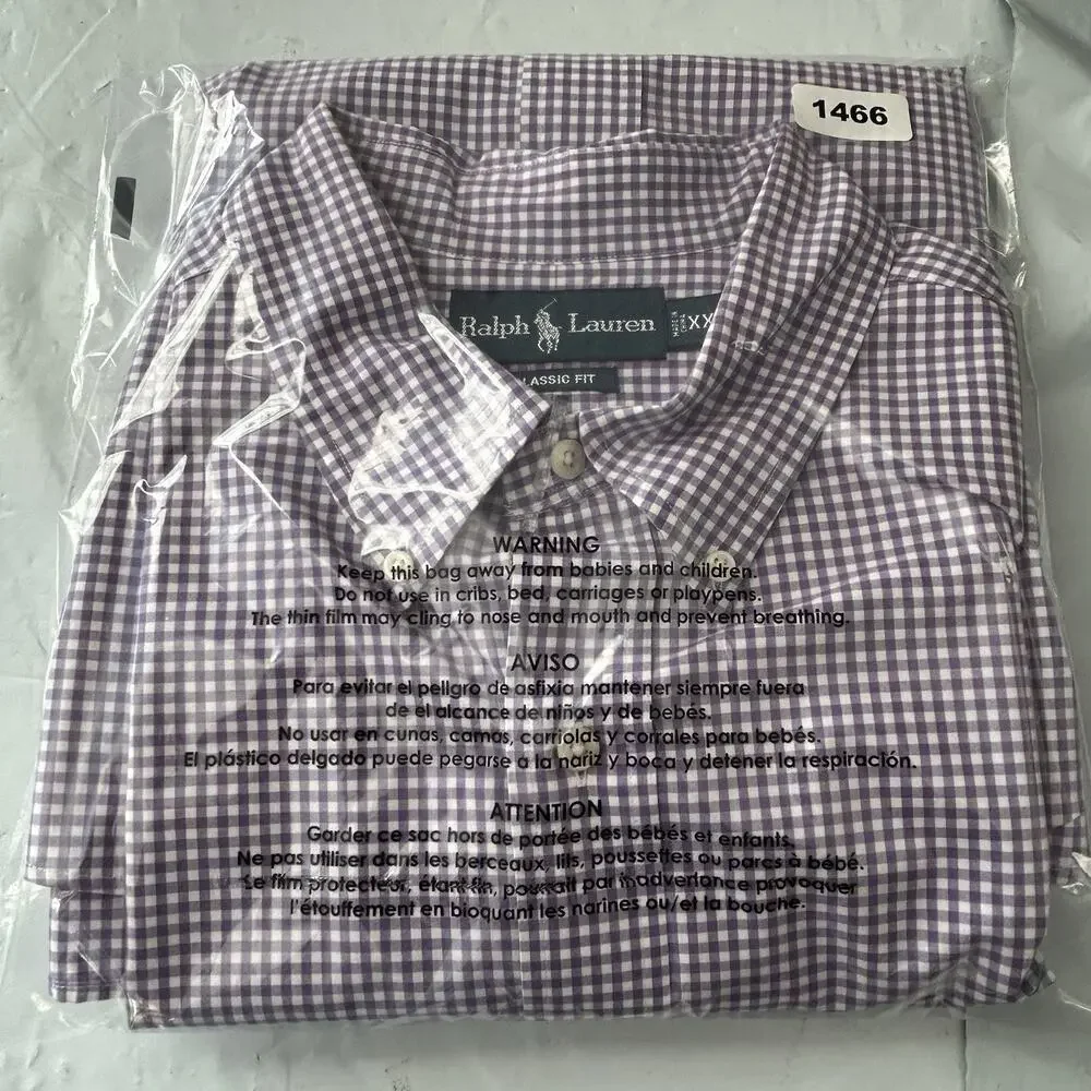 Ralph Lauren Polo Men's XXL Classic Fit Button Down Long Sleeve Purple And White - Picture 13 of 13